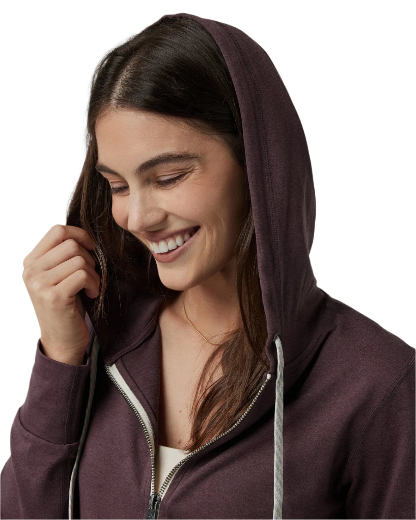 Vuori 02. WOMENS APPAREL - WOMENS LS SHIRTS - WOMENS LS HOODY Women's Halo Performance Hoodie 2.0 HEY ELDERBERRY HEATHER