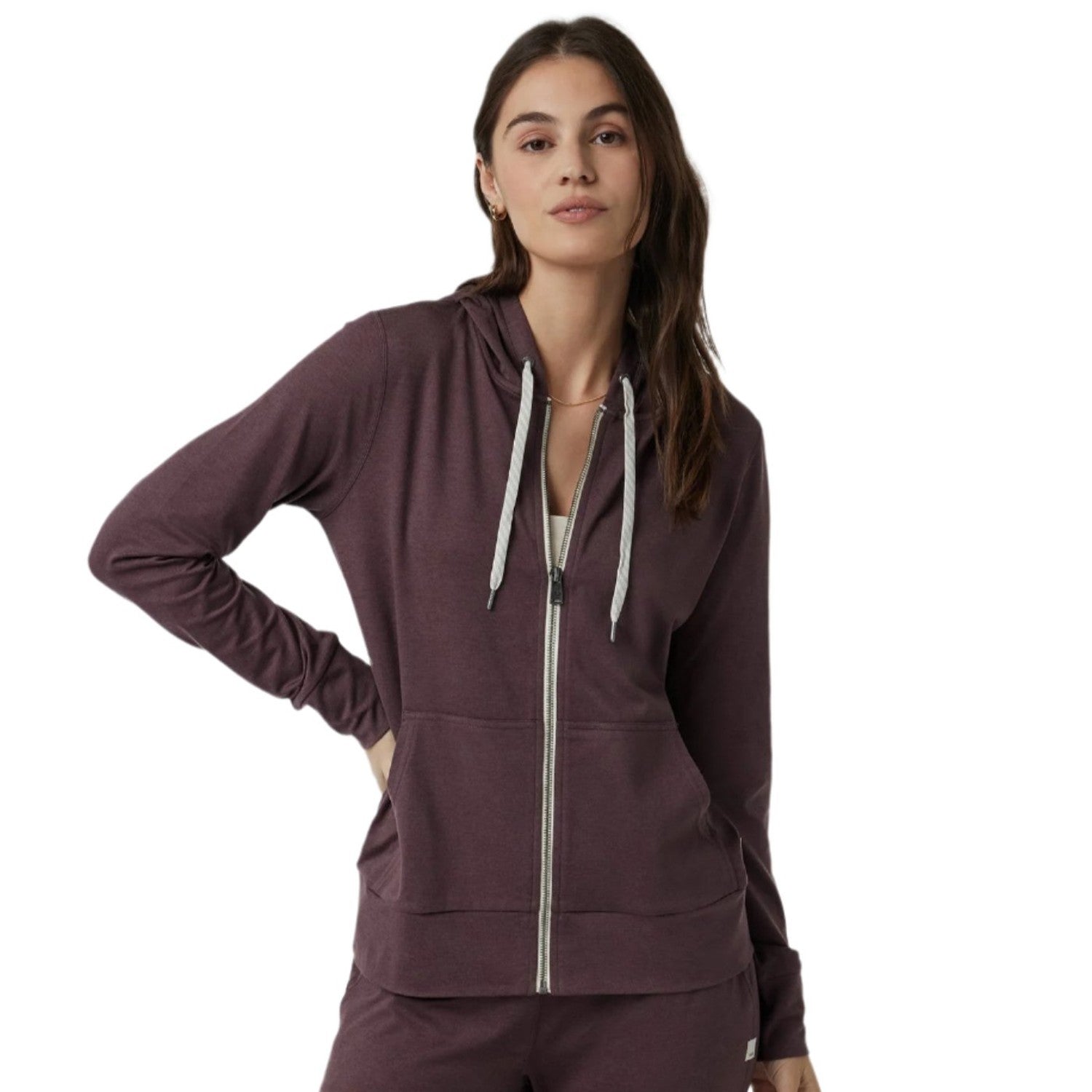 Vuori 02. WOMENS APPAREL - WOMENS LS SHIRTS - WOMENS LS HOODY Women's Halo Performance Hoodie 2.0 HEY ELDERBERRY HEATHER