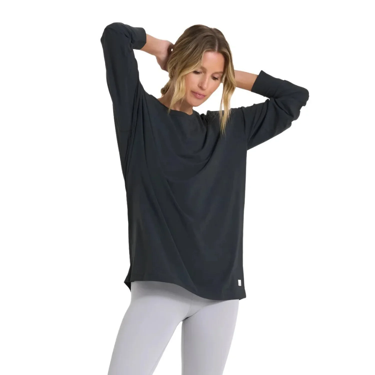 Vuori 02. WOMENS APPAREL - WOMENS LS SHIRTS - WOMENS LS CASUAL Women's Long Sleeve Feather Tee WBL WASHED BLACK