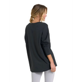 Vuori 02. WOMENS APPAREL - WOMENS LS SHIRTS - WOMENS LS CASUAL Women's Long Sleeve Feather Tee WBL WASHED BLACK