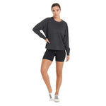 Vuori 02. WOMENS APPAREL - WOMENS HOODIES|SWEATERS - WOMENS PO SWEATERS Women's Long Sleeve Halo Crew HCC CHARCOAL HEATHER