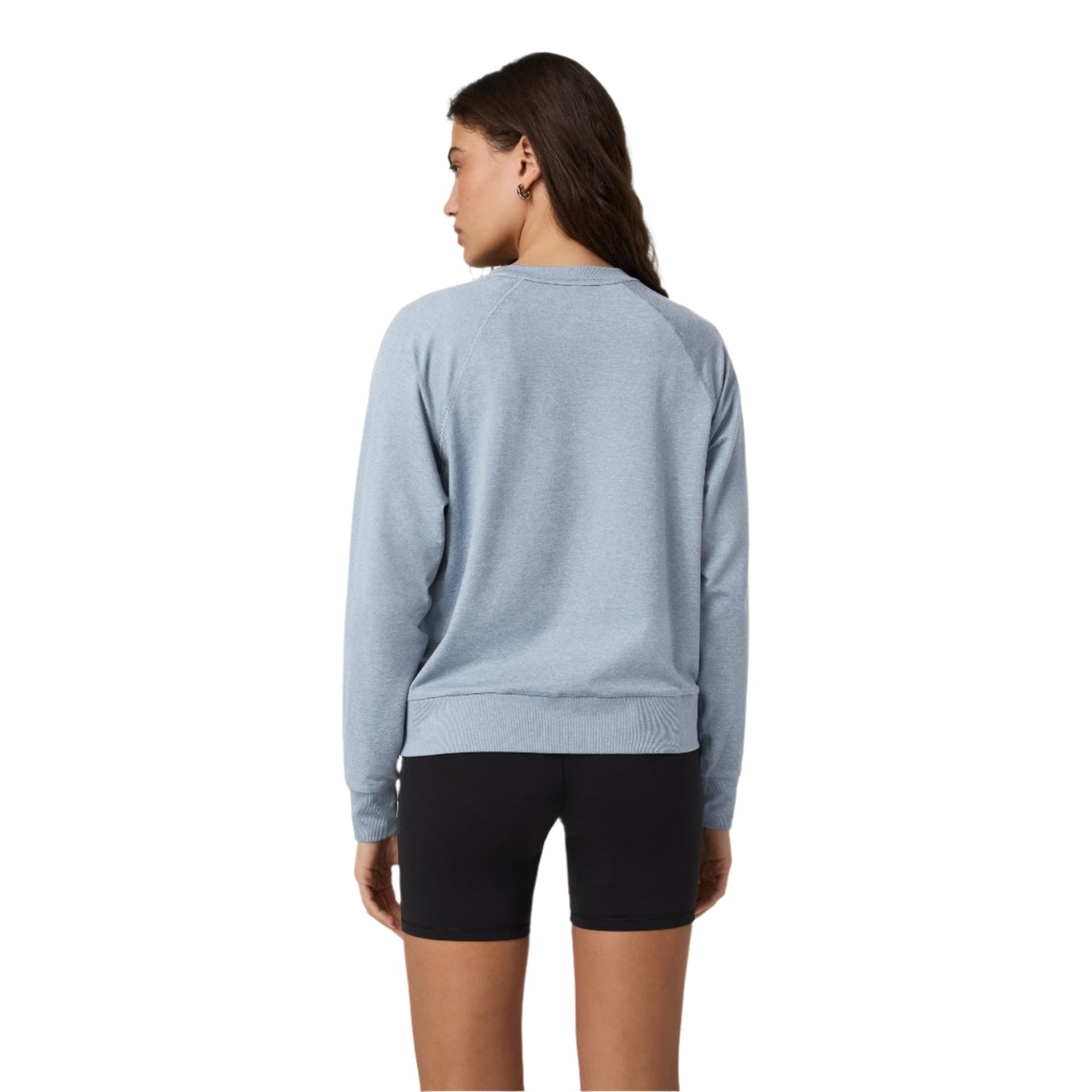 Vuori 02. WOMENS APPAREL - WOMENS HOODIES|SWEATERS - WOMENS PO SWEATERS Women's Long Sleeve Halo Crew HSG SEA GLASS HEATHER