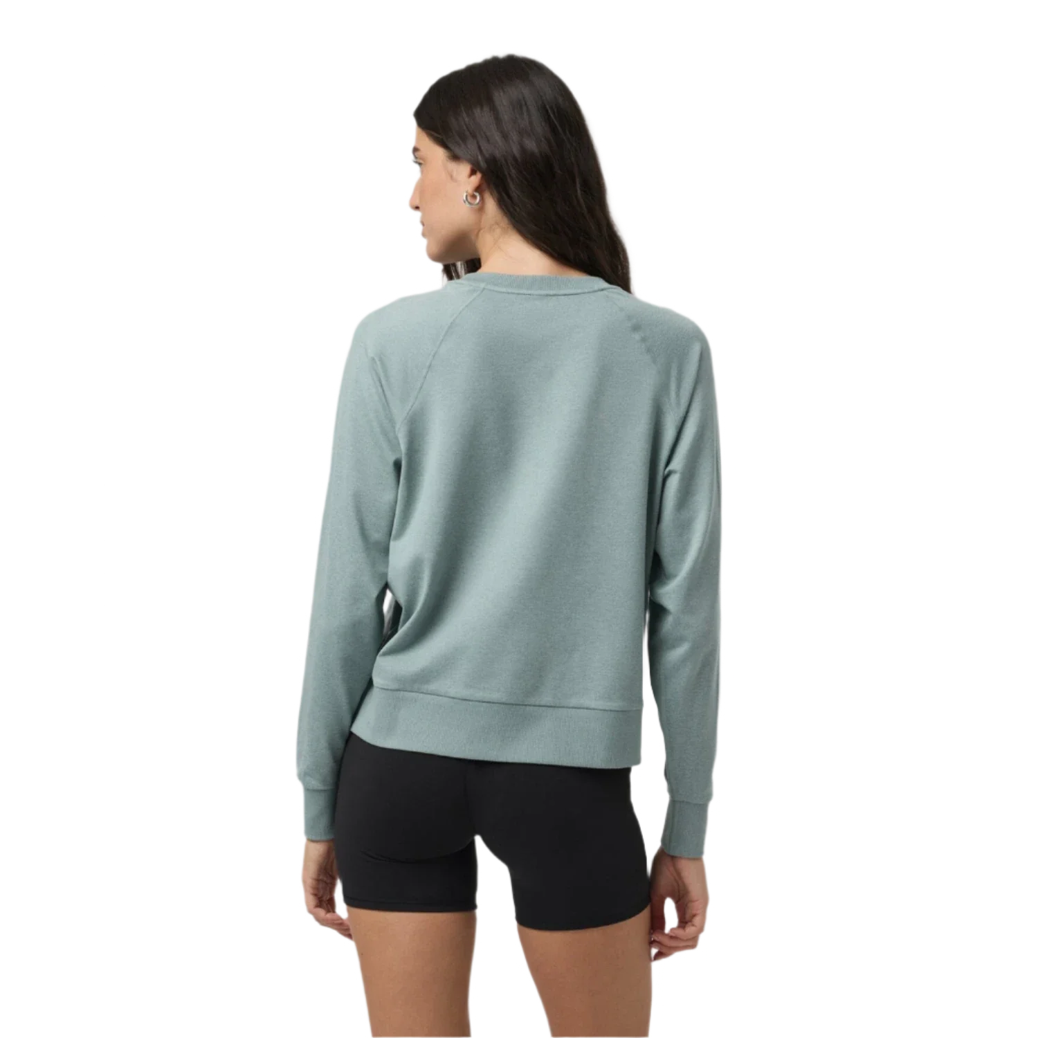 Vuori 02. WOMENS APPAREL - WOMENS HOODIES|SWEATERS - WOMENS PO SWEATERS Women's Long Sleeve Halo Crew HVP VINTAGE PISTACHIO HEATHER