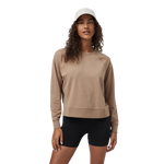 Vuori 02. WOMENS APPAREL - WOMENS HOODIES|SWEATERS - WOMENS PO SWEATERS Women's Long Sleeve Halo Crew HGD GOLDENROD HEATHER