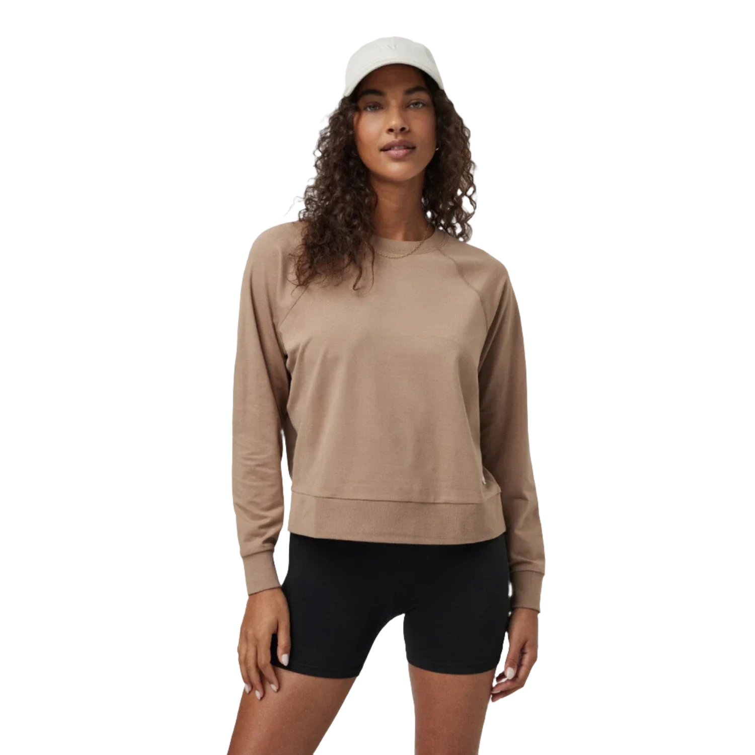 Vuori 02. WOMENS APPAREL - WOMENS HOODIES|SWEATERS - WOMENS PO SWEATERS Women's Long Sleeve Halo Crew HGD GOLDENROD HEATHER