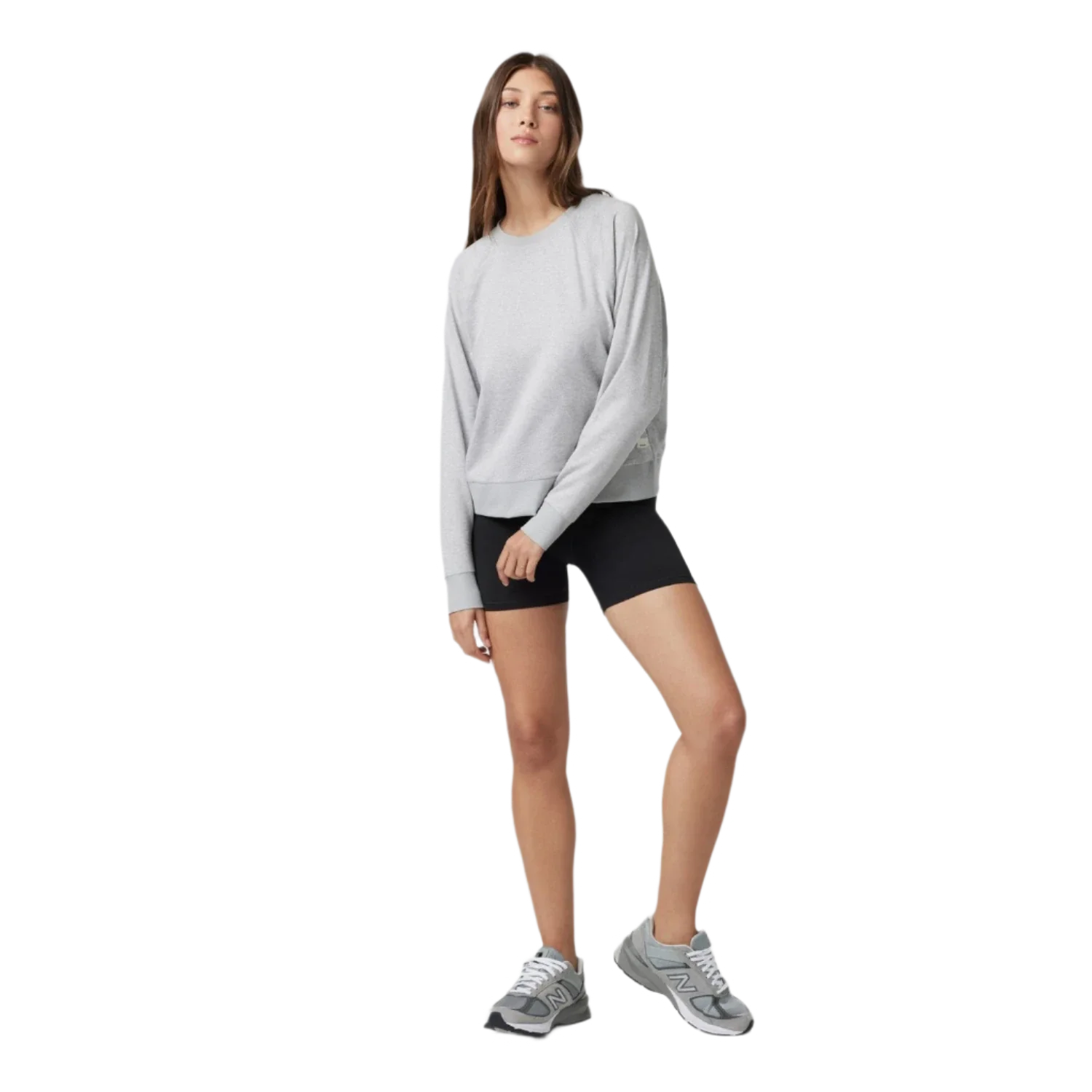 Vuori 02. WOMENS APPAREL - WOMENS HOODIES|SWEATERS - WOMENS PO SWEATERS Women's Long Sleeve Halo Crew PHG PALE GREY HEATHER