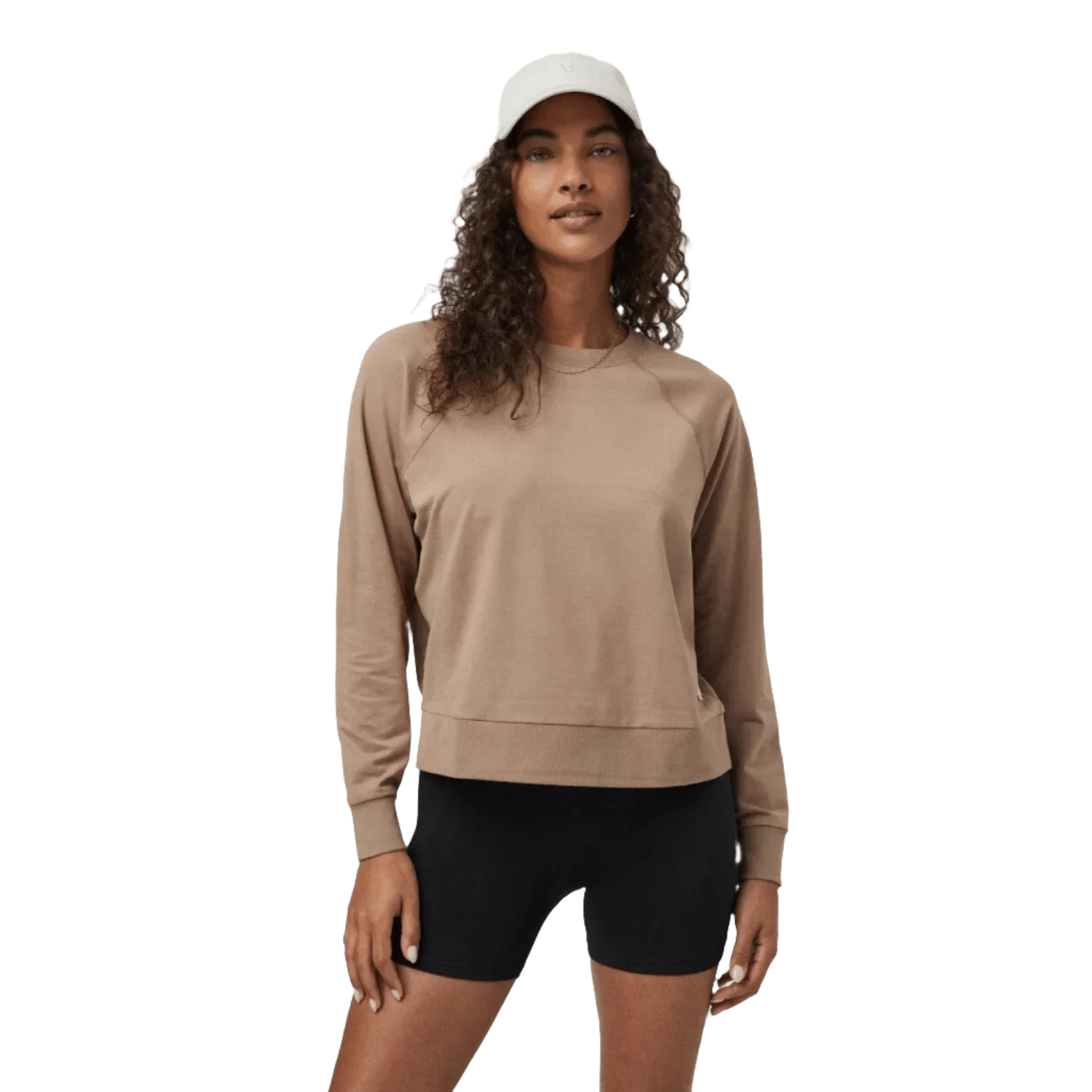 Vuori 02. WOMENS APPAREL - WOMENS HOODIES|SWEATERS - WOMENS PO SWEATERS Women's Long Sleeve Halo Crew HGD GOLDENROD HEATHER