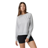 Vuori 02. WOMENS APPAREL - WOMENS HOODIES|SWEATERS - WOMENS PO SWEATERS Women's Long Sleeve Halo Crew PHG PALE GREY HEATHER