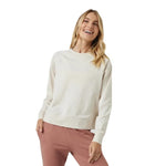 Vuori 02. WOMENS APPAREL - WOMENS HOODIES|SWEATERS - WOMENS PO SWEATERS Women's Long Sleeve Halo Crew HMW MILKWEED HEATHER