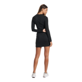 Vuori 02. WOMENS APPAREL - WOMENS DRESS|SKIRT - WOMENS DRESS ACTIVE Women's Long Sleeve Halo Essential Dress HBK BLACK HEATHER