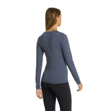 Vuori 02. WOMENS APPAREL - WOMENS LS SHIRTS - WOMENS LS ACTIVE Women's Long Sleeve Lux Crew HAZ AZURE HEATHER