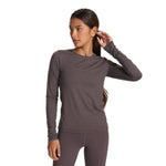 Vuori 02. WOMENS APPAREL - WOMENS LS SHIRTS - WOMENS LS ACTIVE Women's Long Sleeve Lux Crew HPU PLUM HEATHER