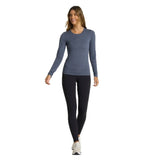 Vuori 02. WOMENS APPAREL - WOMENS LS SHIRTS - WOMENS LS ACTIVE Women's Long Sleeve Lux Crew HAZ AZURE HEATHER