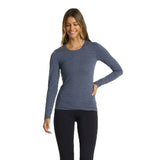 Vuori 02. WOMENS APPAREL - WOMENS LS SHIRTS - WOMENS LS ACTIVE Women's Long Sleeve Lux Crew HAZ AZURE HEATHER