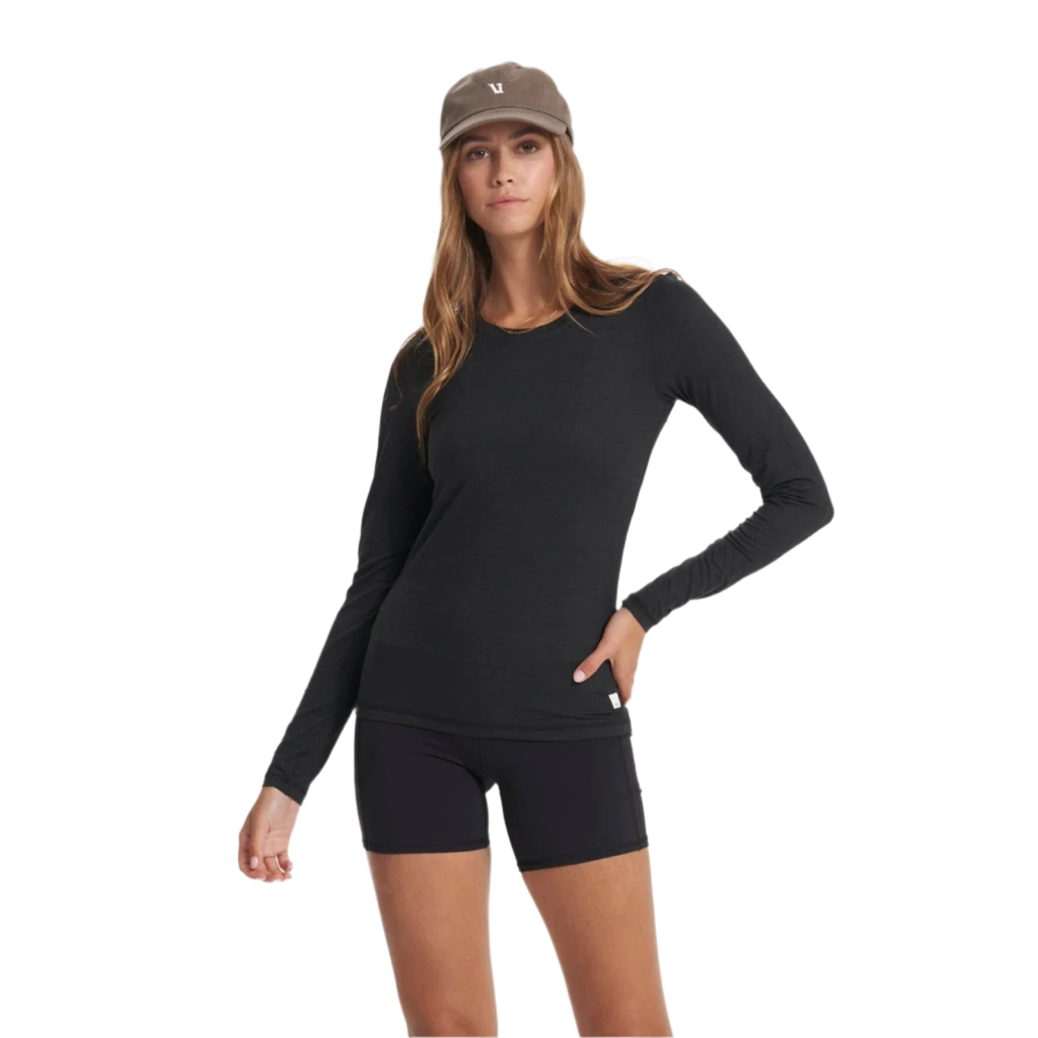 Vuori 02. WOMENS APPAREL - WOMENS LS SHIRTS - WOMENS LS ACTIVE Women's Long Sleeve Lux Crew HBK BLACK HEATHER