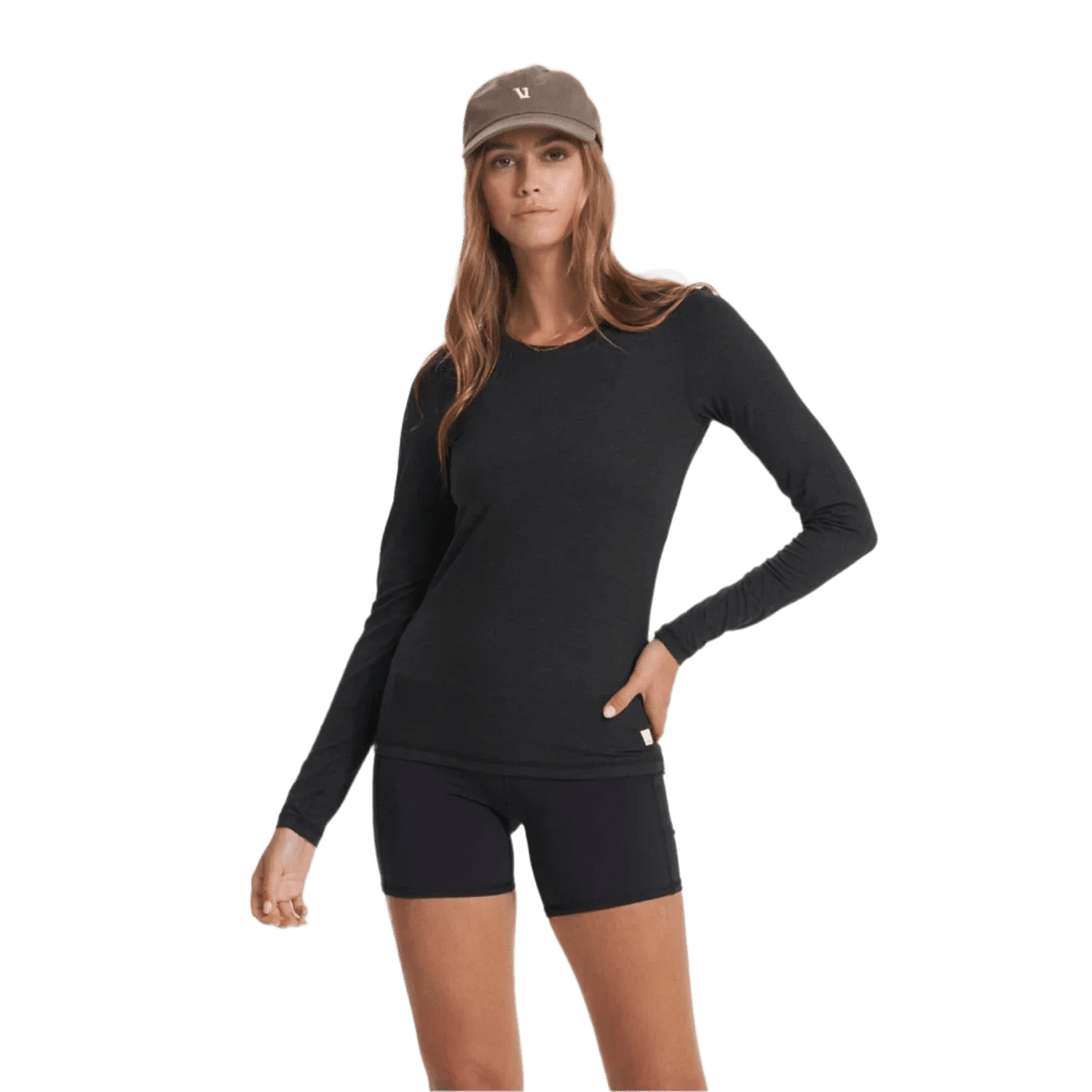 Vuori 02. WOMENS APPAREL - WOMENS LS SHIRTS - WOMENS LS ACTIVE Women's Long Sleeve Lux Crew HBK BLACK HEATHER