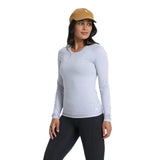 Vuori 02. WOMENS APPAREL - WOMENS LS SHIRTS - WOMENS LS ACTIVE Women's Long Sleeve Lux Crew HPT PLATINUM HEATHER