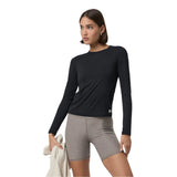 Vuori 02. WOMENS APPAREL - WOMENS LS SHIRTS - WOMENS LS ACTIVE Women's Long Sleeve Lux Crew Tee BLK BLACK