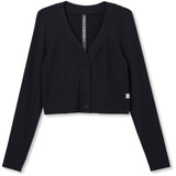 Vuori 02. WOMENS APPAREL - WOMENS LS SHIRTS - WOMENS LS CASUAL Women's Long Sleeve Pose Mini Cardigan BLK BLACK
