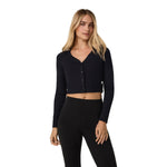 Vuori 02. WOMENS APPAREL - WOMENS LS SHIRTS - WOMENS LS CASUAL Women's Long Sleeve Pose Mini Cardigan BLK BLACK