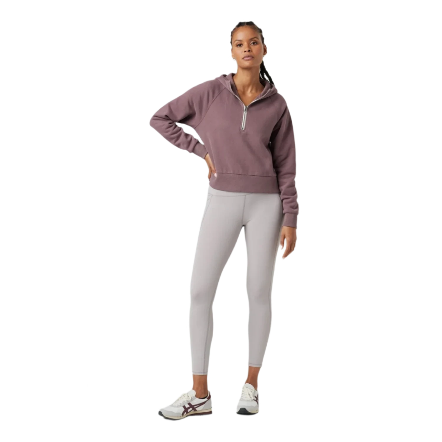 Vuori 02. WOMENS APPAREL - WOMENS HOODIES|SWEATERS - WOMENS PO HOODY Women's Restore Half Zip Hoodie EBR ELDERBERRY