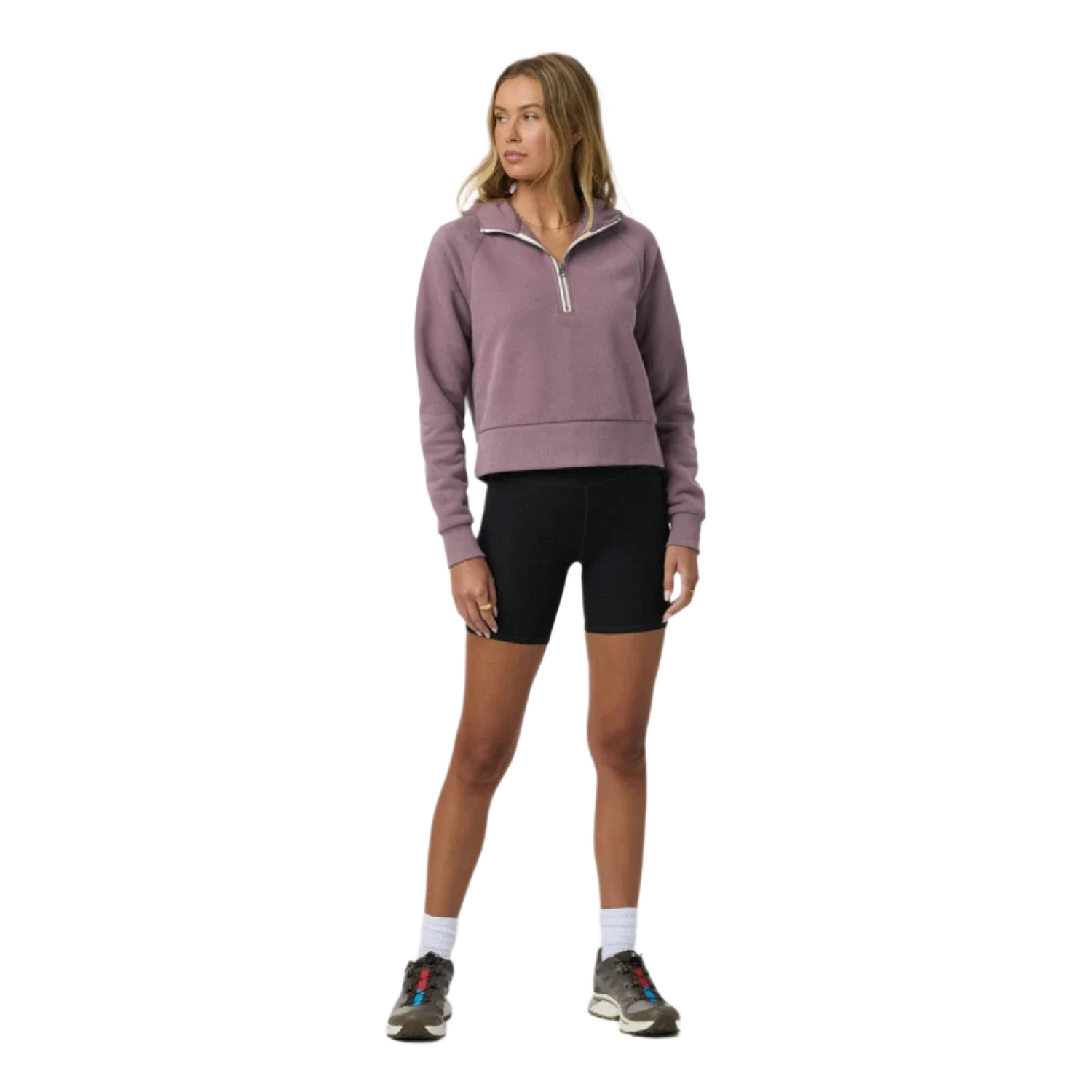 Vuori 02. WOMENS APPAREL - WOMENS HOODIES|SWEATERS - WOMENS PO HOODY Women's Restore Half Zip Hoodie EBR ELDERBERRY