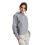 Vuori 02. WOMENS APPAREL - WOMENS HOODIES|SWEATERS - WOMENS PO HOODY Women's Restore Half Zip Hoodie FLT FLINT