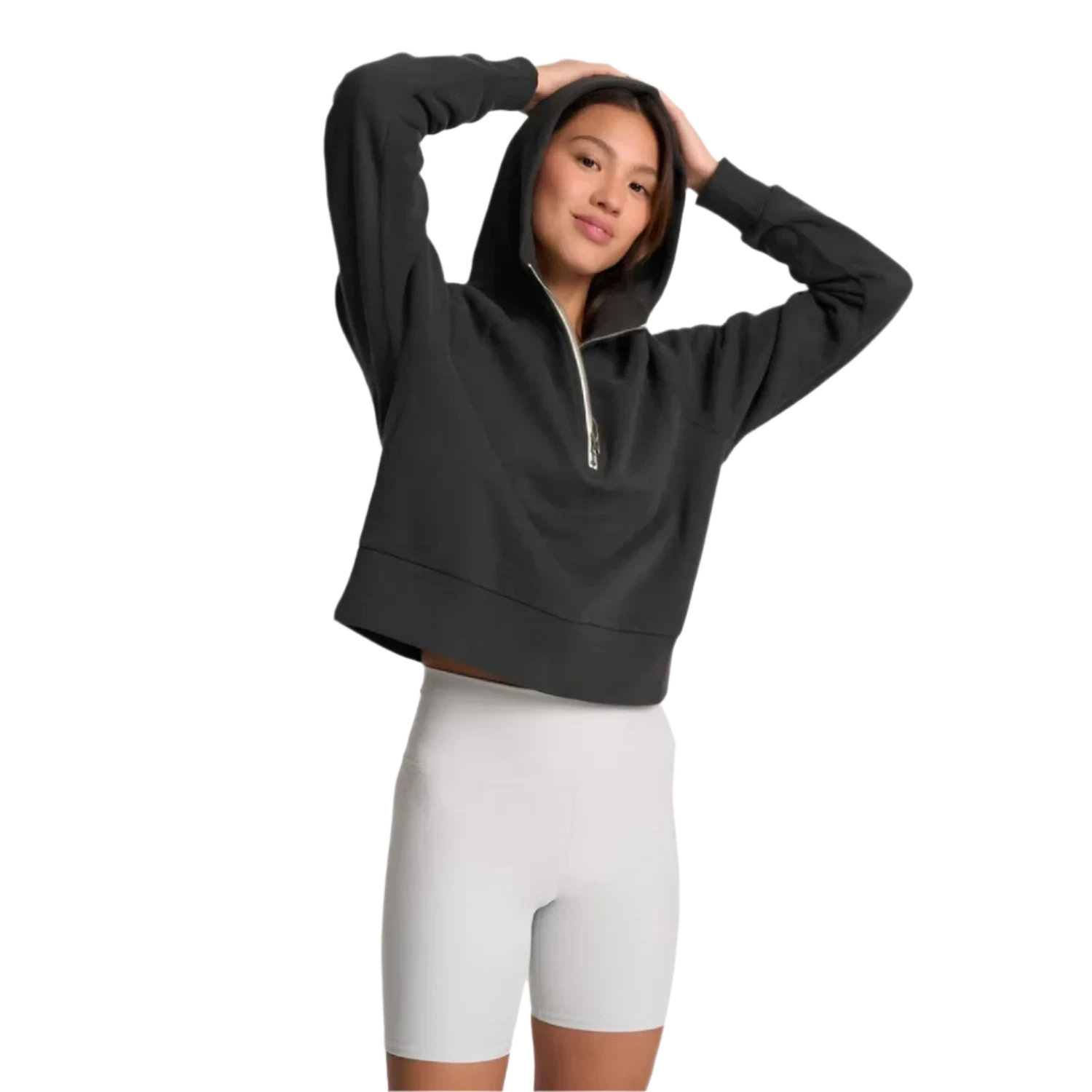 Vuori 02. WOMENS APPAREL - WOMENS HOODIES|SWEATERS - WOMENS PO HOODY Women's Restore Half Zip Hoodie WBL WASHED BLACK