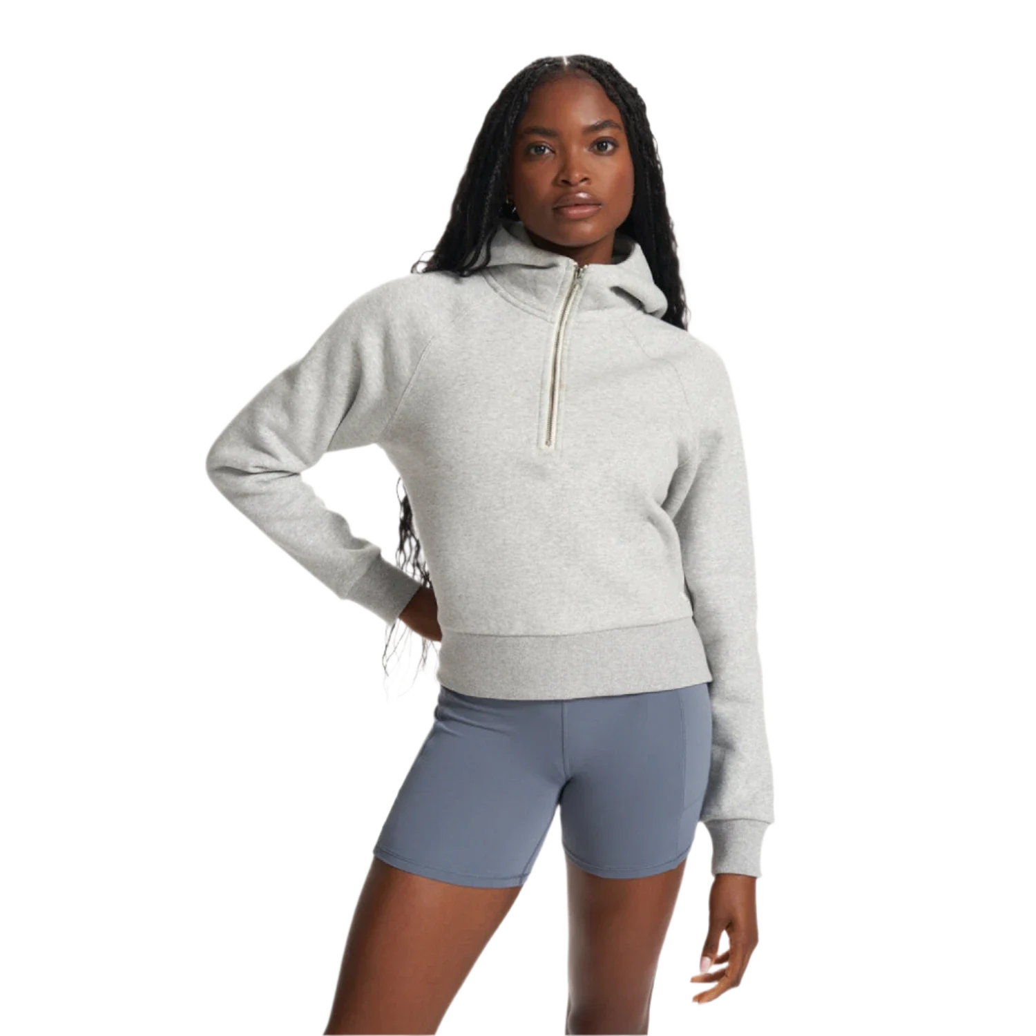 Vuori 02. WOMENS APPAREL - WOMENS HOODIES|SWEATERS - WOMENS PO HOODY Women's Restore Half Zip Hoodie LHG LIGHT HEATHER GREY