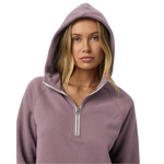 Vuori 02. WOMENS APPAREL - WOMENS HOODIES|SWEATERS - WOMENS PO HOODY Women's Restore Half Zip Hoodie EBR ELDERBERRY