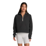 Vuori 02. WOMENS APPAREL - WOMENS HOODIES|SWEATERS - WOMENS PO HOODY Women's Restore Half Zip Hoodie WBL WASHED BLACK