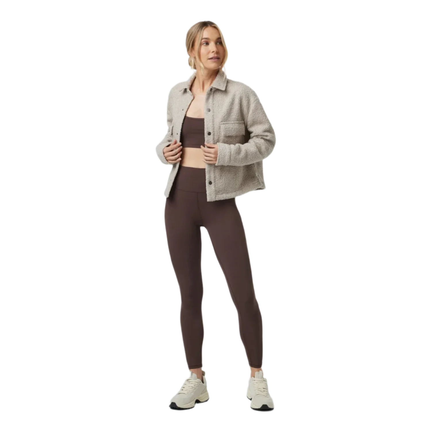 Vuori 02. WOMENS APPAREL - WOMENS JACKETS - WOMENS JACKETS CASUAL Women's Sycamore Cropped Shirt Jacket DSA DARK SALT