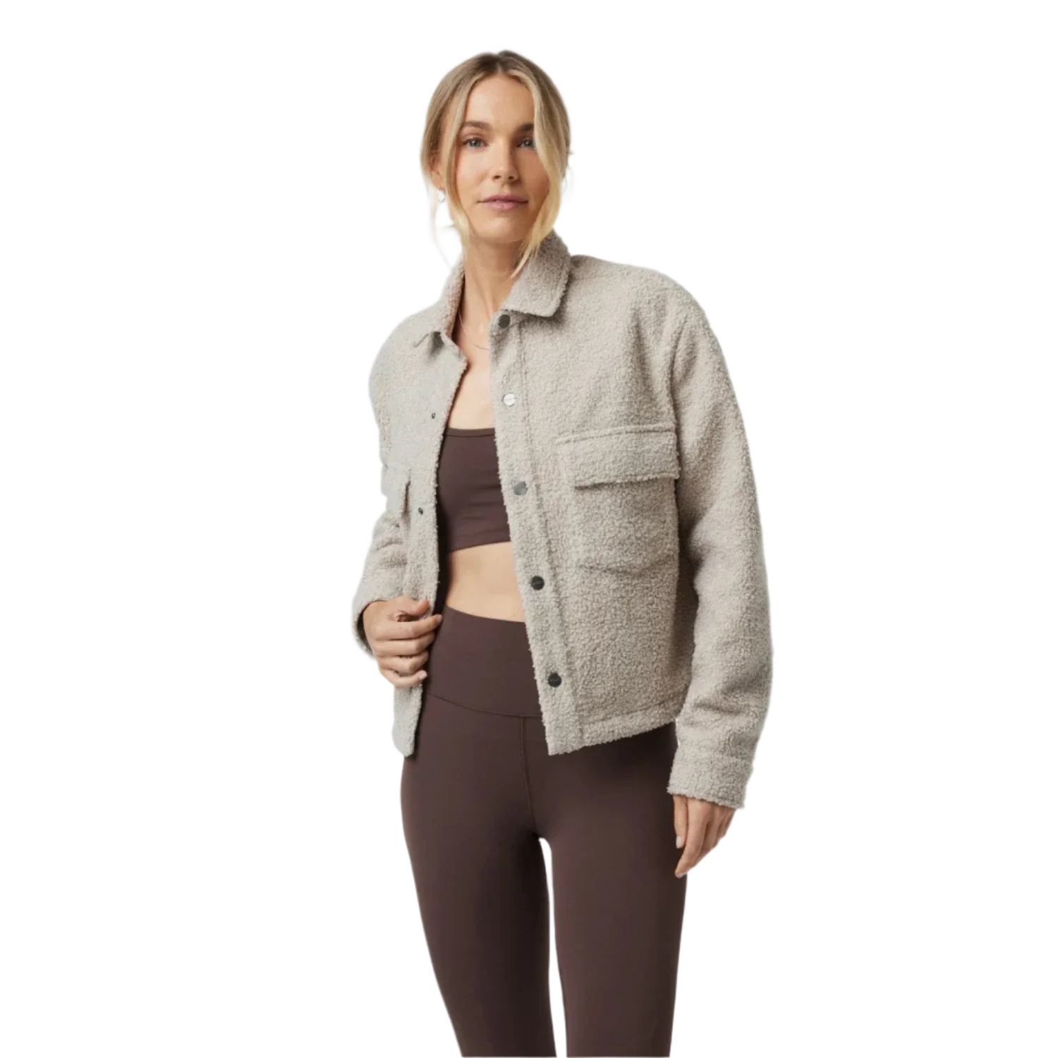 Vuori 02. WOMENS APPAREL - WOMENS JACKETS - WOMENS JACKETS CASUAL Women's Sycamore Cropped Shirt Jacket DSA DARK SALT