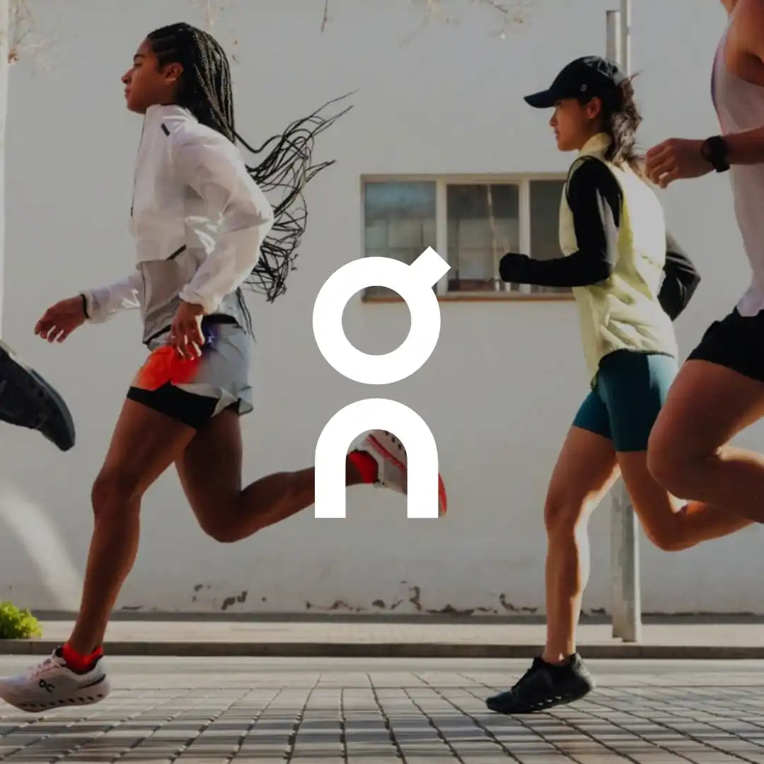 White ’On’ logo overlaid on a running scene.