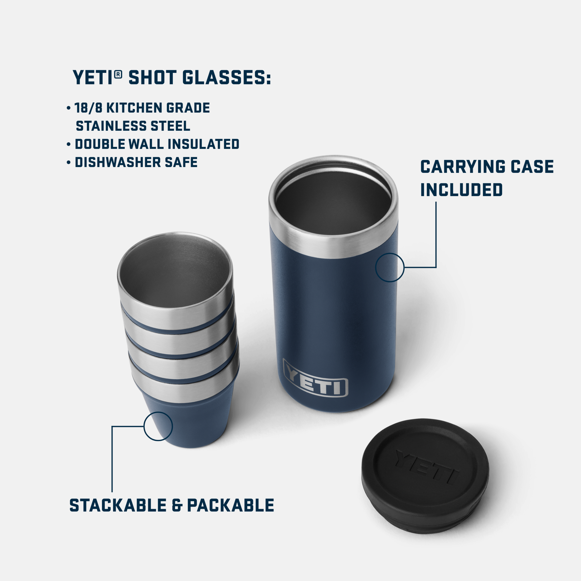 YETI 08. DRINKWARE - CUPS|MUGS - CUPS|MUGS YETI Shot Glasses & Case NAVY