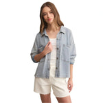 Z Supply 02. WOMENS APPAREL - WOMENS JACKETS - WOMENS JACKETS CASUAL Women's All Day Cropped Knit Jacket WAI WASHED INDIGO (F25)