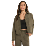 Z Supply 02. WOMENS APPAREL - WOMENS JACKETS - WOMENS JACKETS CASUAL Women's All Day Cropped Washed Jacket GPL GRAPE LEAF