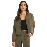 Z Supply 02. WOMENS APPAREL - WOMENS JACKETS - WOMENS JACKETS CASUAL Women's All Day Cropped Washed Jacket GPL GRAPE LEAF