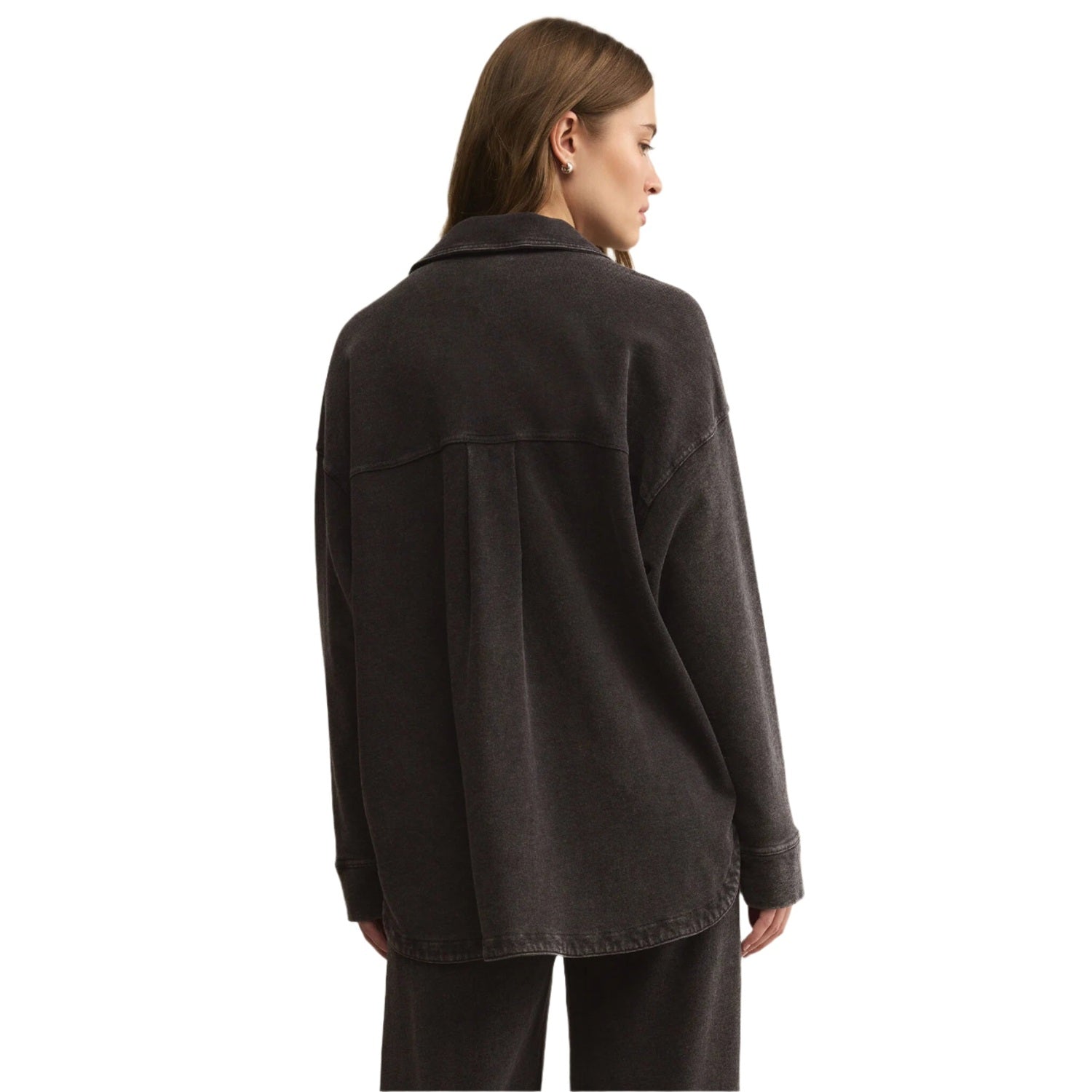 Z Supply 02. WOMENS APPAREL - WOMENS JACKETS - WOMENS JACKETS CASUAL Women's All Day Knit Denim Jacket VBK VINTAGE BLACK: