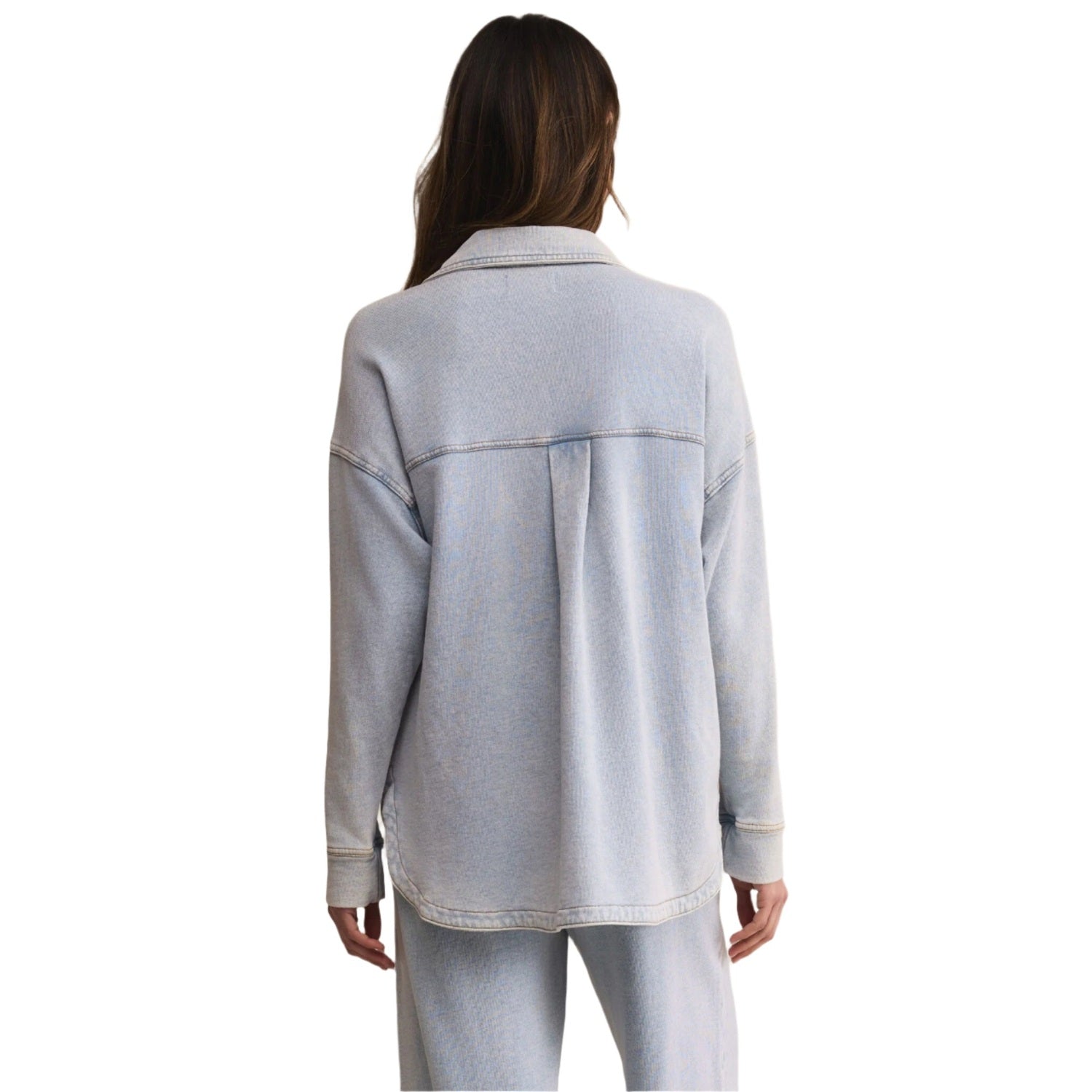 Z Supply 02. WOMENS APPAREL - WOMENS JACKETS - WOMENS JACKETS CASUAL Women's All Day Knit Denim Jacket WAI WASHED INDIGO: