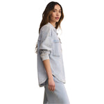 Z Supply 02. WOMENS APPAREL - WOMENS JACKETS - WOMENS JACKETS CASUAL Women's All Day Knit Denim Jacket WAI WASHED INDIGO: