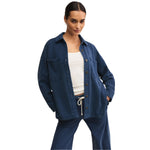 Z Supply 02. WOMENS APPAREL - WOMENS JACKETS - WOMENS JACKETS CASUAL Women's All Day Knit Denim Jacket IND INDIGO: