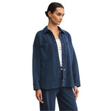 Z Supply 02. WOMENS APPAREL - WOMENS JACKETS - WOMENS JACKETS CASUAL Women's All Day Knit Denim Jacket IND INDIGO: