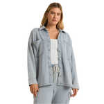 Z Supply 02. WOMENS APPAREL - WOMENS JACKETS - WOMENS JACKETS CASUAL Women's All Day Knit Denim Jacket WASHED INDIGO