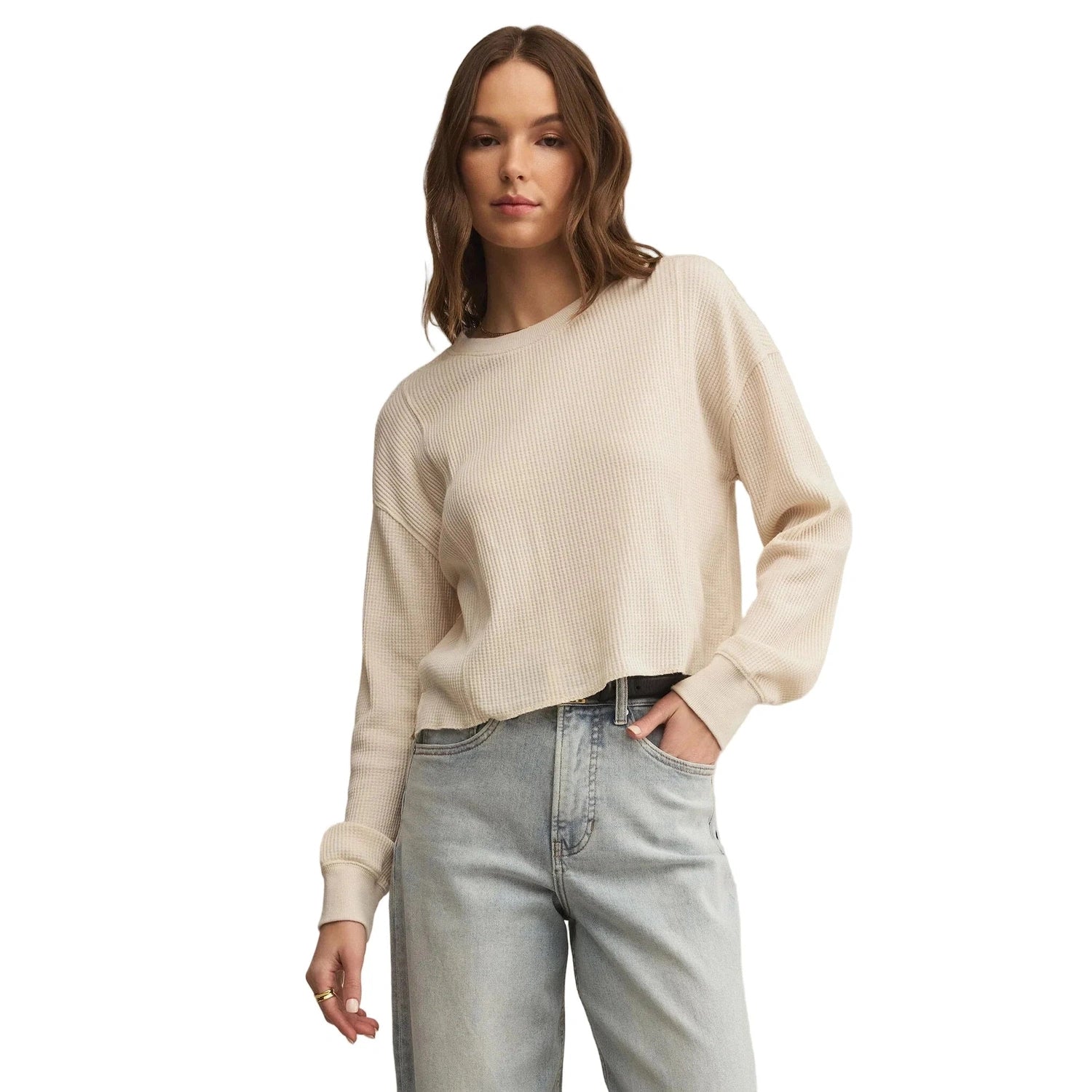 Z Supply 02. WOMENS APPAREL - WOMENS LS SHIRTS - WOMENS LS CASUAL Women's Angel Mini Thermal Top CYL CRYSTAL