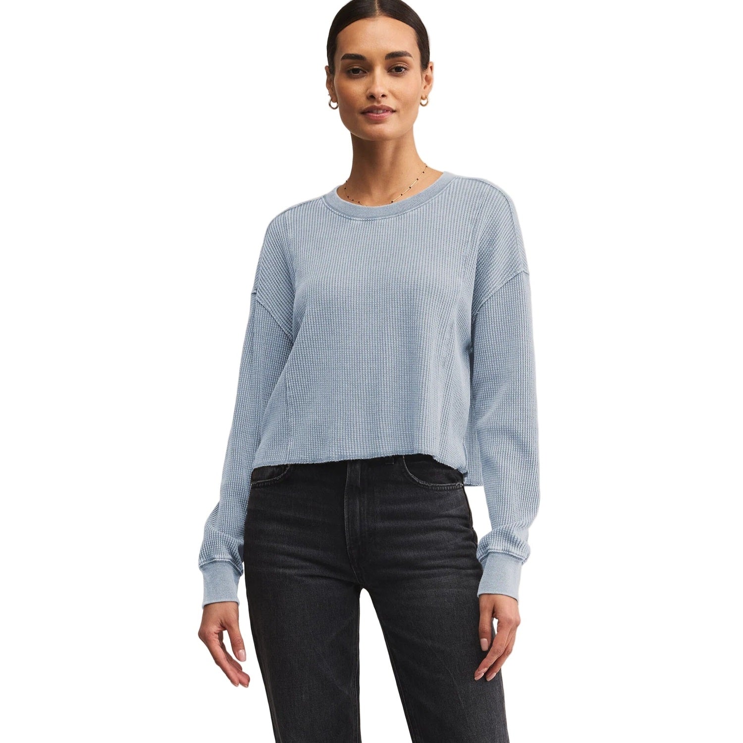 Z Supply 02. WOMENS APPAREL - WOMENS LS SHIRTS - WOMENS LS CASUAL Women's Angel Mini Thermal Top WAI WASHED INDIGO