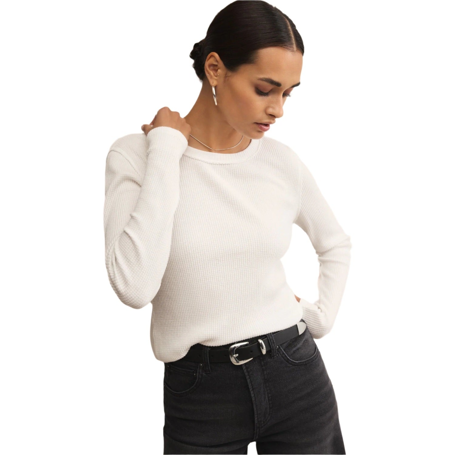 Z Supply 02. WOMENS APPAREL - WOMENS LS SHIRTS - WOMENS LS CASUAL Women's Arlet Mini Thermal Top WHT WHITE