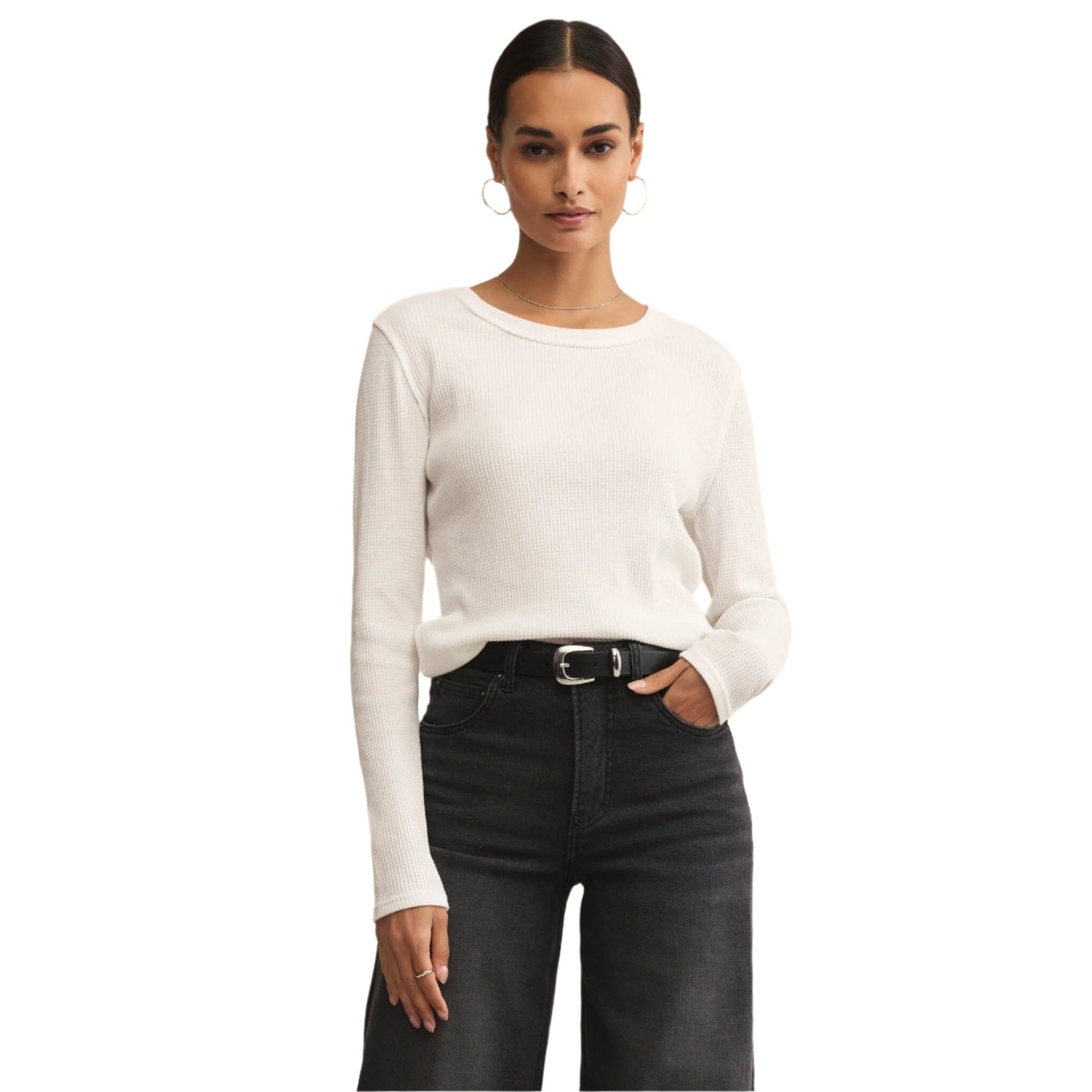 Z Supply 02. WOMENS APPAREL - WOMENS LS SHIRTS - WOMENS LS CASUAL Women's Arlet Mini Thermal Top WHT WHITE