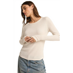 Z Supply 02. WOMENS APPAREL - WOMENS LS SHIRTS - WOMENS LS CASUAL Women's Arlet Thermal Top WHT WHITE