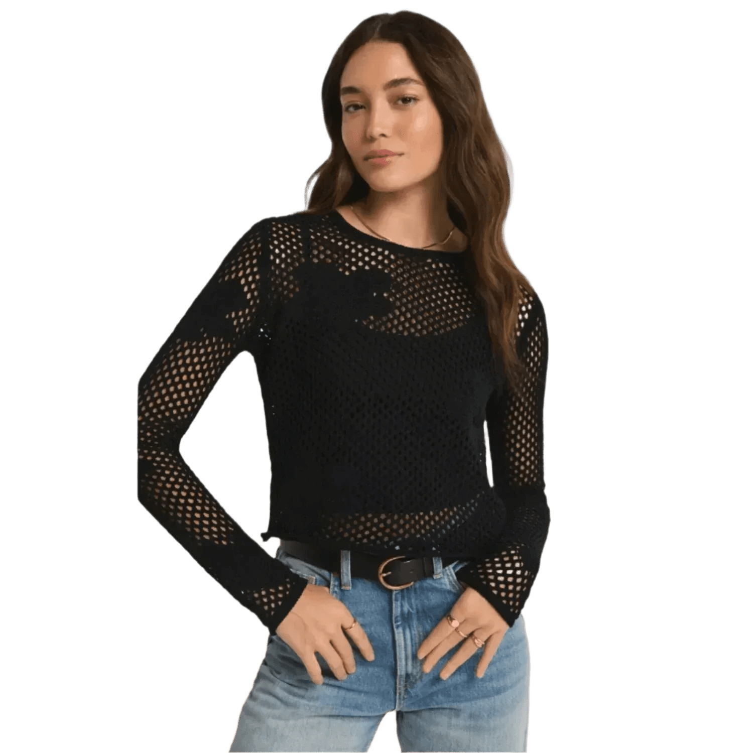 Z Supply 02. WOMENS APPAREL - WOMENS HOODIES|SWEATERS - WOMENS PO SWEATERS Women's Blossom Floral Sweater BLK BLACK